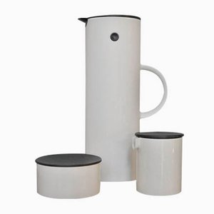 Set modello EM77 Thermos, scodella e scodella da crema di Erik Magnussen per Stelton, Danimarca, anni '70