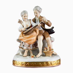 Figura de músicos de porcelana de VEB Unterweißbacher Werkstätten für Porzellankunst, años 60