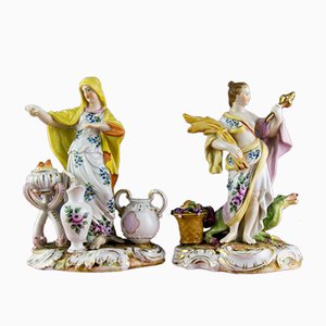 Antike Porzellan Allegorische Figuren von Aelteste Volkstedter Porzellanfabrik Triebner & Co, 2er Set