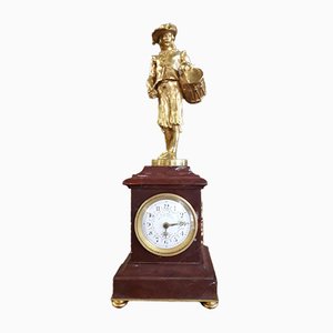 Antique Clock with Sculpture of a Drummer from E.Thomas