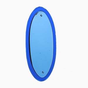 Miroir Ovale Bleu Cobalt de Veca, Italie, 1960s