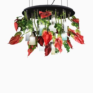 Lampadario medio rotondo Flower Power con lampade in vetro Mun di Vgnewtrend