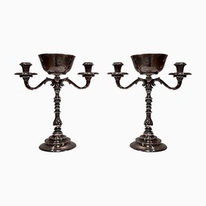 Vintage Silver-Plated Candleholders, Set of 2