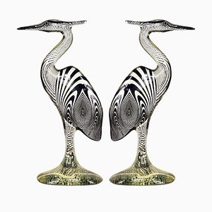 Large Mid-Century Acrylic Glass Herons by Abraham Palatnik, Set of 2