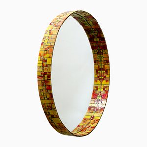 Mid-Century Modern Mosaic Framed Circular Wall Mirror, Italy, 1960s