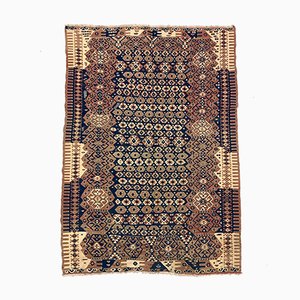 Tappeto Kilim tribale vintage blu, rosso e beige, Turchia, anni '60