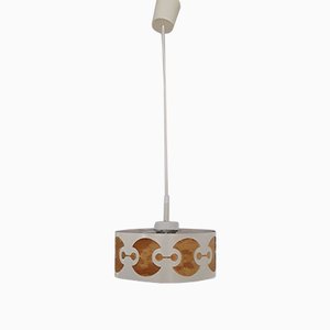 Lampada da soffitto rotonda vintage in metallo traforato bianco di Matin Müller & Co, anni '60