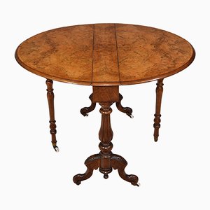 Victorian Burr Walnut Sutherland Drop-Leaf Table