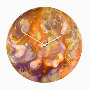 Orange and Gold Wall Clock with Lighting, Extra Large Clock for Wall with Lights by Craig Anthony