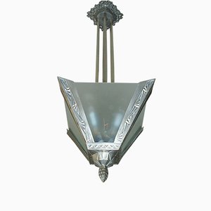 Art Deco Floral and Geometric Ceiling Lamp, 1920s