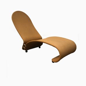 Chaise longue serie 1-2-3 in tessuto ocra di Verner Panton, anni '70