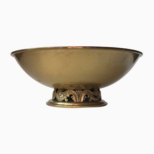 Art Deco Brass King Bowl from Ystad-Metall, 1950s