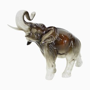 Mid-Century Porcelain Sculpture of an Elephant from Royal Dux, 1960s