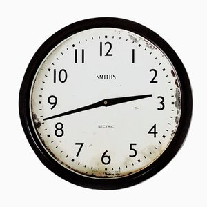 Vintage Sectric Converted Quartz Bakelite Wall Clock from Smiths, 1930s