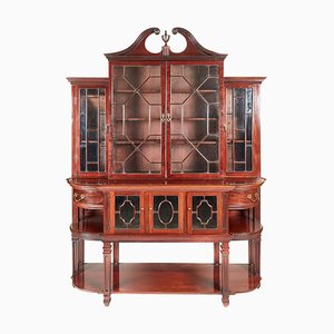 Antique Mahogany Astragal Glazed Breakfront Bookcase