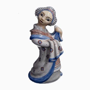 Figura de geisha danesa Mid-Century de gres de L. Hjorth