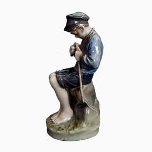 Vintage Nr. 905 Boy Curving a Stick Figurine from Royal Copenhagen, 1960s