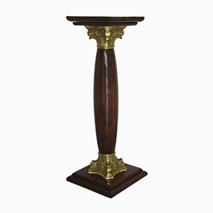 Colonne Mid-Century Style Empire en Noyer et Laiton