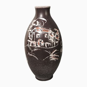 Keramikvase von Fridgart Glatzle für Karlsruher Majolika, 1950er