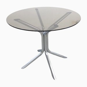 Table Vintage en Chrome et Verre Fumé, 1970s