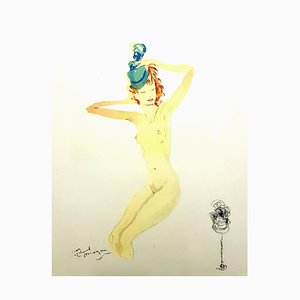 Litografía original de Domergue - Almost Dressed 1956