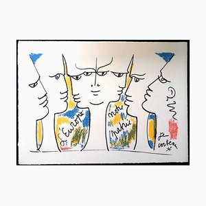 Jean Cocteau - Jean Monnet's Vision - 1965 Originale Lithographie