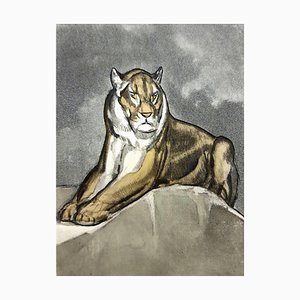 Acquaforte Paul Jouve - Tiger - 1950