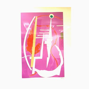 Litografia André Lanskoy - Abstract Pink Composition - Original Lithograph 1960s