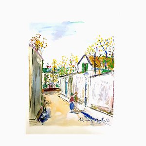 Maurice Utrillo - Inspired Village of Montmartre - Pochoir 1950