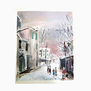 Inspiriertes Dorf von Montmartre - Pochoir 1950