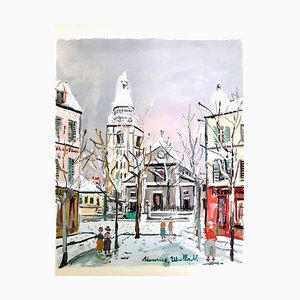 Ispirato villaggio di Montmartre - Pochoir 1950