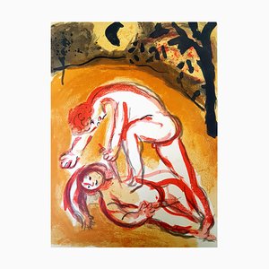 Litografia originale Cha Chagall - The Bible - Cain and Abel - 1960