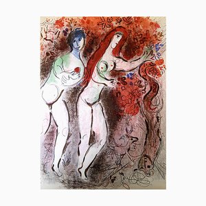 Litografia originale Chagall - The Bible - Adam and Eve - 1960