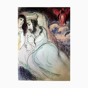 Litografia originale Cha Chagall - The Bible - Sarah And Abimelech - 1960 Litografia originale