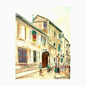 Maurice Utrillo (After) - Rue Cortot in Montmartre, Signed Lithographic Poster