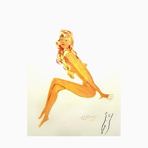 Litografia Domergue - capelli rossi - Litografia originale firmata, 1956