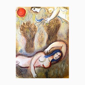 Marc Chagall - The Bible - Boaz se despierta y ve a Ruth - Litografía original 1960