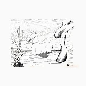 Roger Vieillard - Surrealist Horse - Original Etching 1946