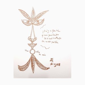 Jean Cocteau - The Voice - Litografia originale, 1958