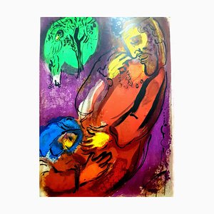 Litografia originale del 1956 di Marc Chagall - Bibbia colorata