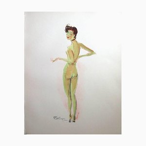 Litografía firmada Dompergue - Desnuda - Original 1956