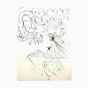 Salvador Dali - Venus in Pelzen - Original Briefstich mit eigenhändiger Radierung 1968