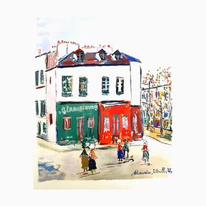 Ispirato villaggio di Montmartre - Pochoir 1950