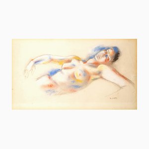André Lhote - Pastel original firmado - Mujer tendida alrededor de 1920