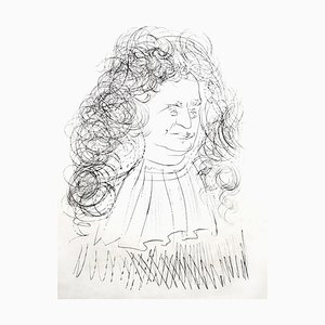 Salvador Dali - La Fontaine Portrait - Signed Engraving 1974