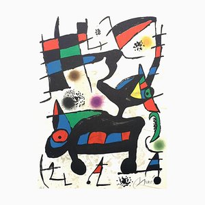 Joan Miro - Abstract Composition - Litografía original con motivos de manos 1973