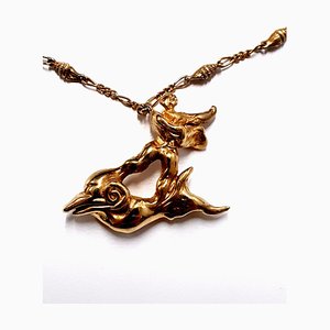 Salvador Dali - The Man and the Dolphin - Signed Gold Necklace 1976