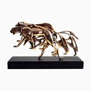 Arman - Vergoldeter Panther - Signierte Bronzeskulptur