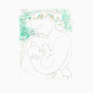 After Pablo Picasso - Handsignierte Lithografie - Maternity 1963