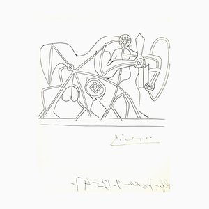 Aguafuerte original de 1964 firmado de Pablo Picasso - The Knight